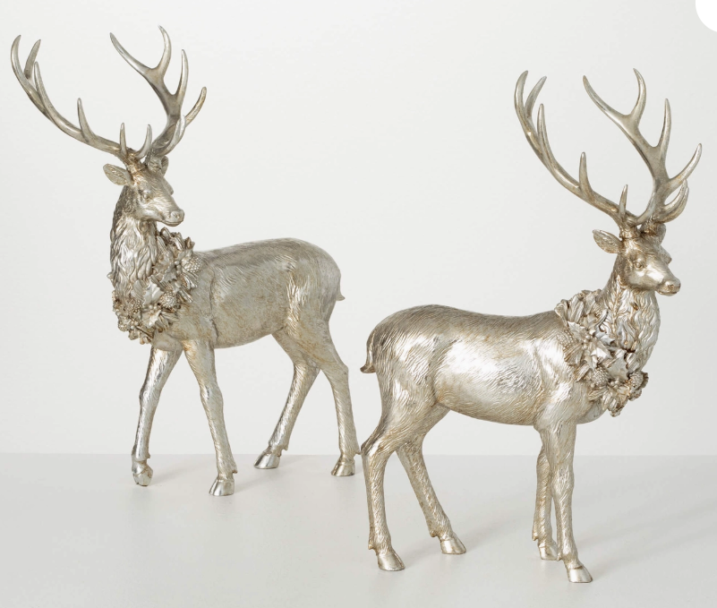 Champagne Deer Figurine Set 2